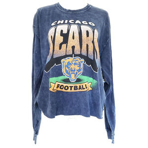NEW!! Vintage Tubular SIZE XL Women Chicago Bears NFL Crop Long Sleeve Shirt Top